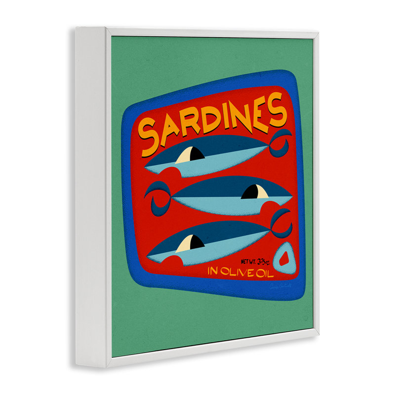 «Bold Sardines Can», art de la giclée encadrée par Carrie Cantwell, Cadre blanc, H 17 po x l 17 po