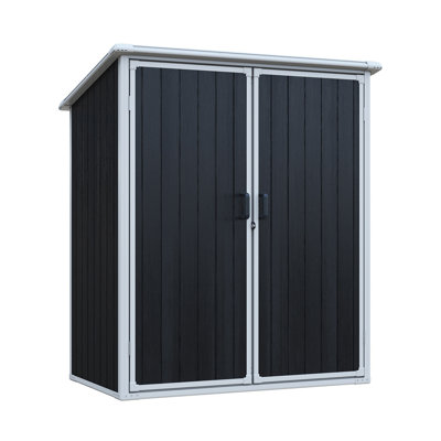 5x3 FT Outdoor Storage Shed with Lockable Doors, Waterproof Resin Garden Cabinet for Patio Furniture & Bikes - Black