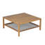Table basse d'extérieur en bois d'acacia avec tablette de rangement en corde tissée