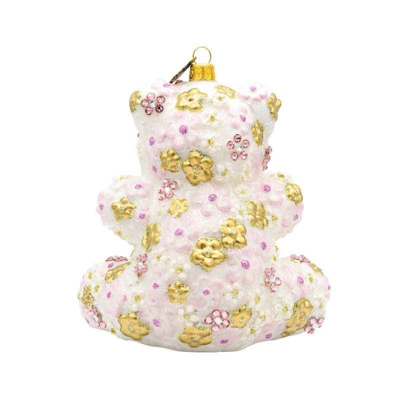 4.75'' Handmade Hanging Figurine Ornament, White/Gold/Pink
