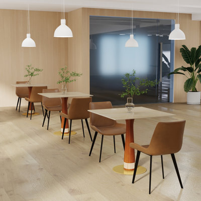 Ensemble de 3 petites tables de conférence carrées en pierre frittée 3 pièces avec fauteuil en similicuir