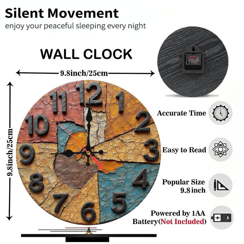 Horloge murale rustique à finition craquelée