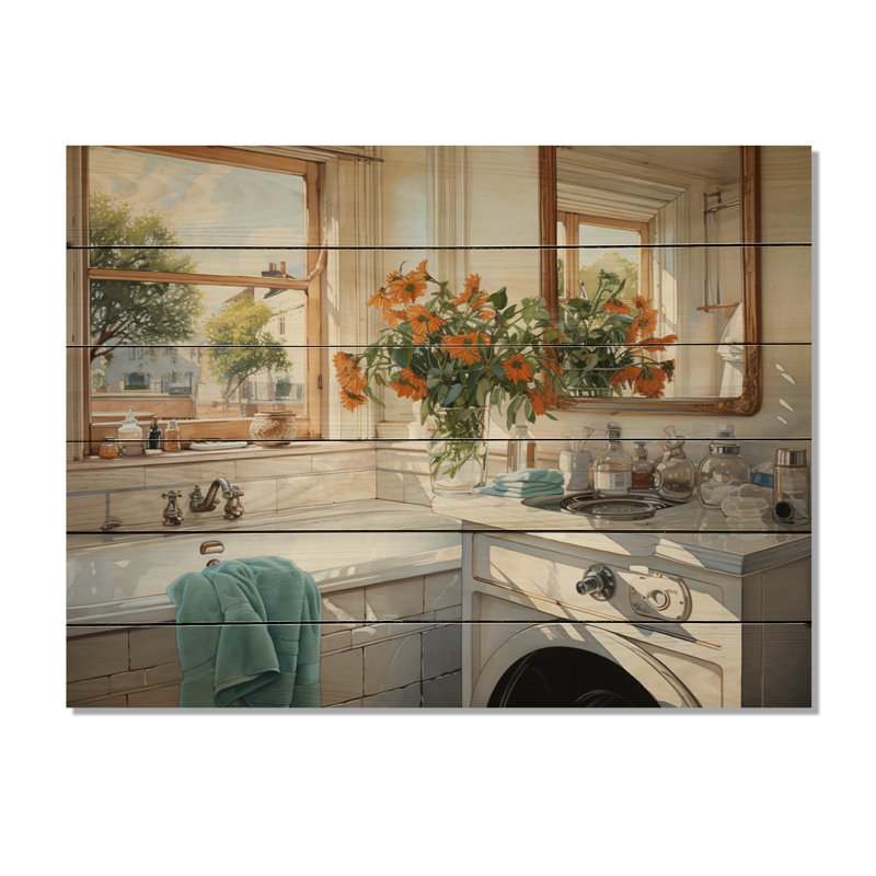 «Bettyjane Bath Laundry Realism», impression sur bois, H 30 po x l 40 po x P 0,78 po