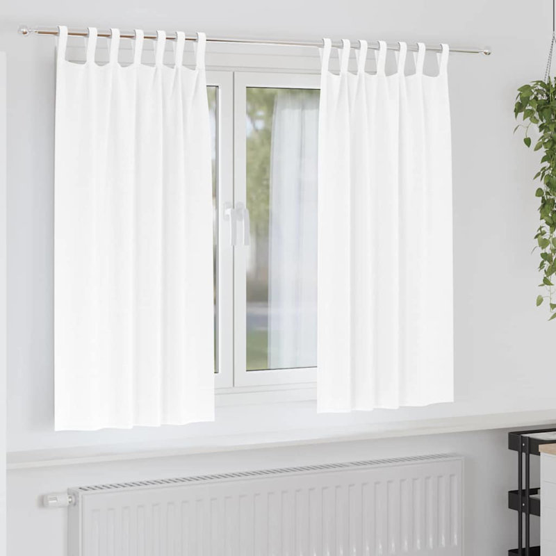 Curtains With Curtains 2 Pcs Polyester, 175cm Width x 140cm Drop, Pure White
