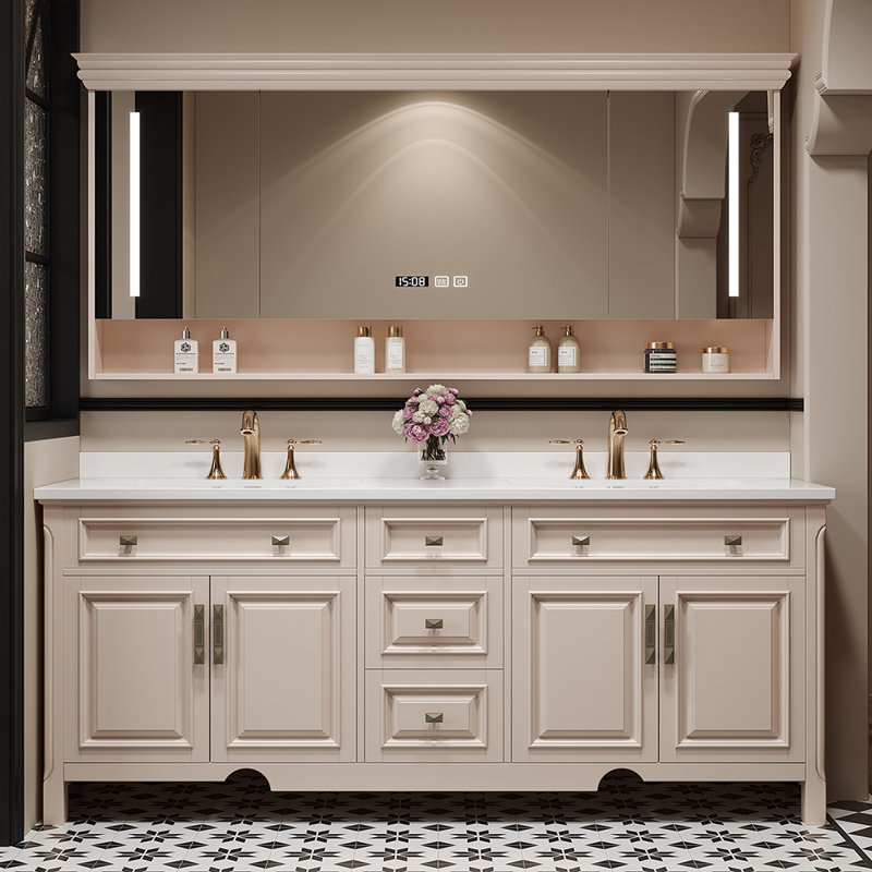 Armoire de salle de bain intelligente de style américain, 79", Beige