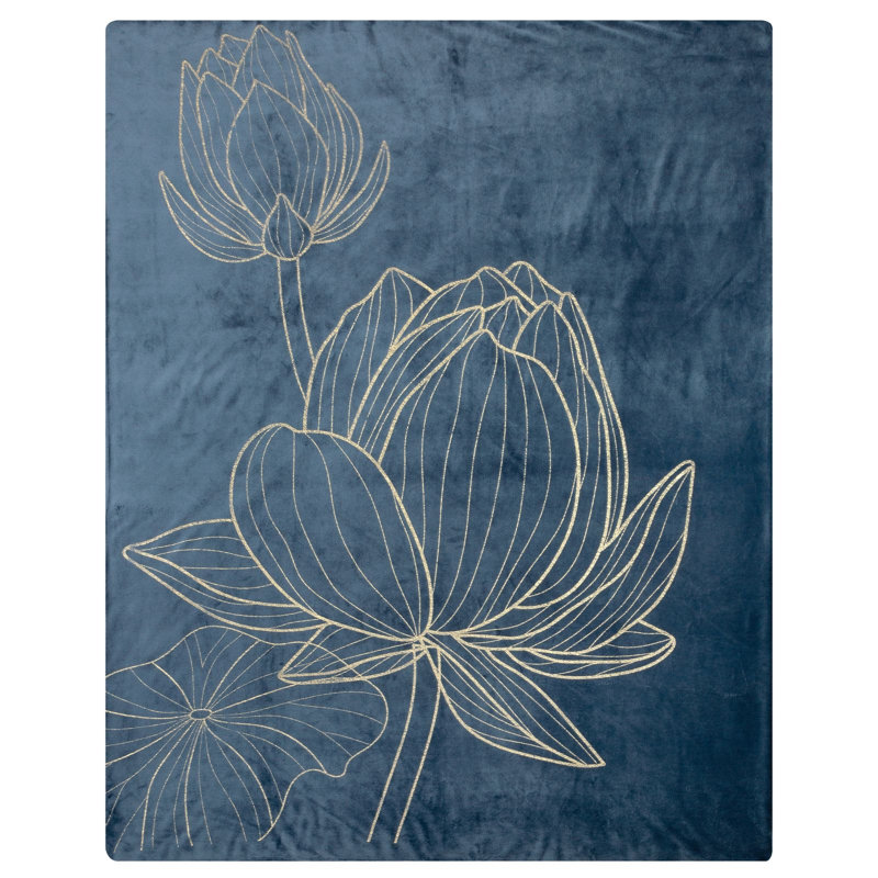 Polyester Floral Bedspread, Marine