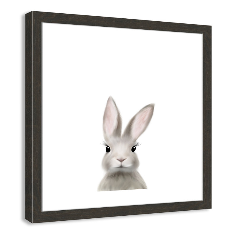 Art encadré en lapins forestières, H 24,5 po x l 24,5 po x P 0,63 po, Encadré de boîte noir