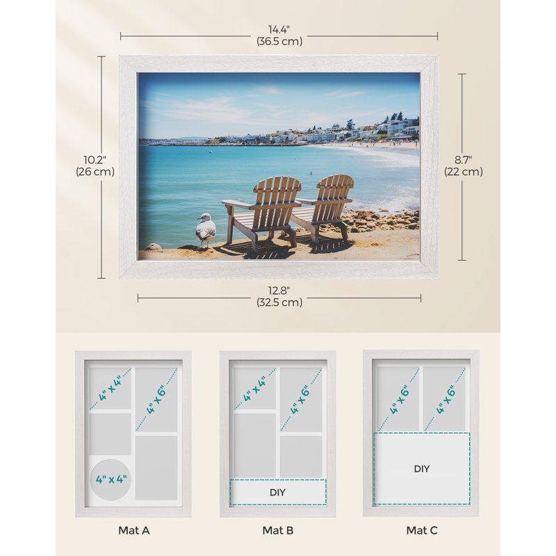 White Storage Shadow Box Picture Frame with Mat
