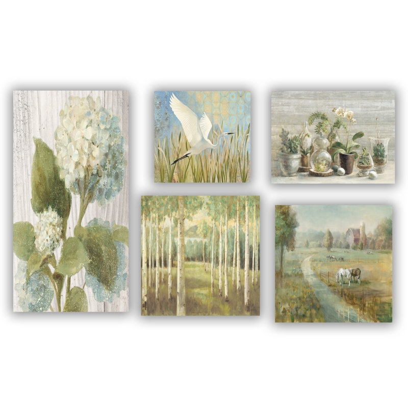 Ensemble de 5 tablettes murales collection de paysages sur toile