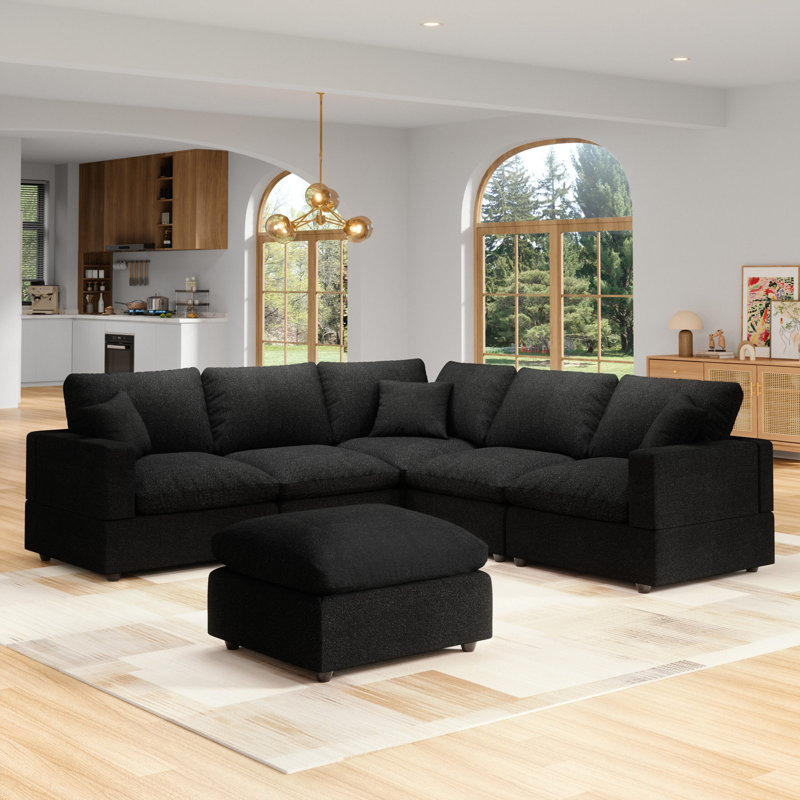  Canapé modulaire 6 places Comfy Cloud Canapé pour salon, Canapé modulaire rembourré modulaire à assise profonde, Housses de coussin amovibles et lavables