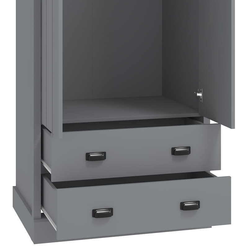 Bristol 2 Door 2 Drawer Wardrobe, Cool Grey