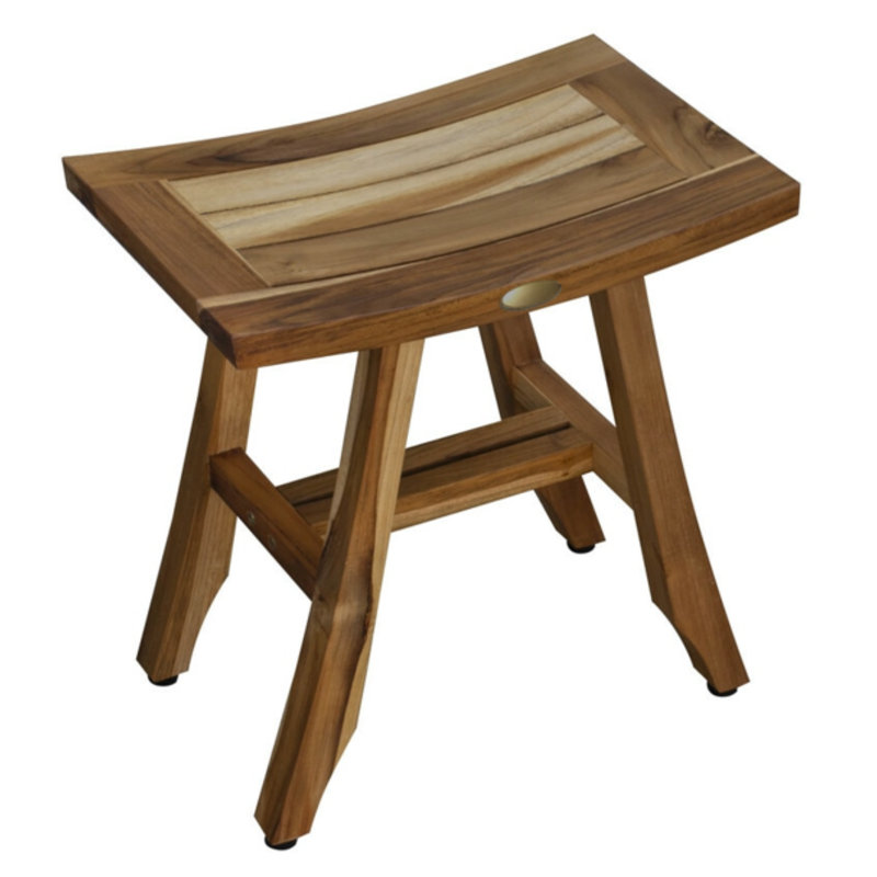 Banc de douche en bois massif Damietta, Brun naturel, H 18 po x l 12 po x P 18 po