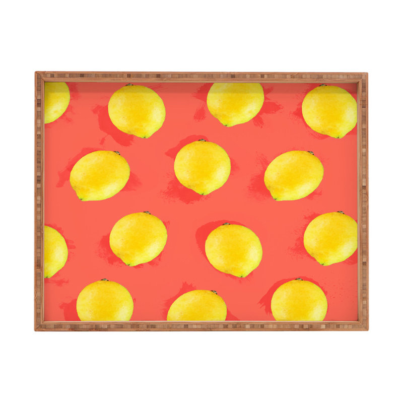 Plateau de service en bambou citrons