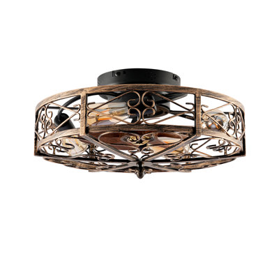 Ventilateur de plafond de 20 pouces avec ensemble d'éclairage et télécommande, moteur à courant continu réversible, 6 vitesses et minuterie (ampoules non incluses)