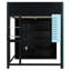 Lit mezzanine double en bois avec bureau, garde-robe ouverte et éclairage RVB, lit multifonctionnel pour enfants et adolescents, bleu-360668271