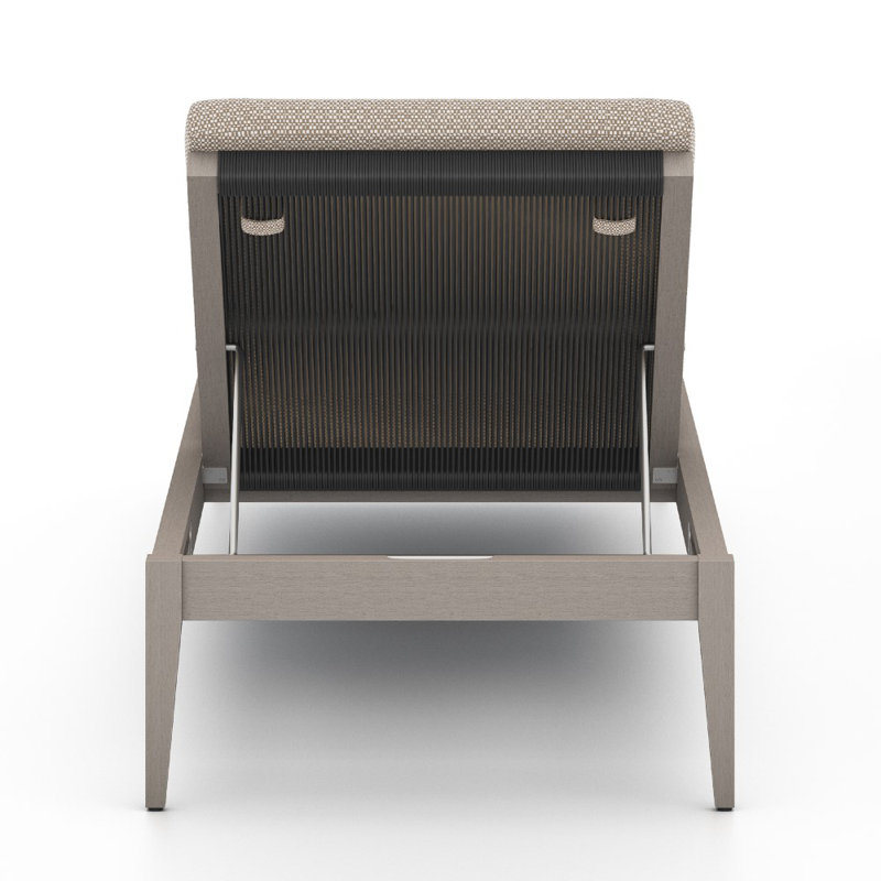 Sherwood Outdoor Teak Chaise Lounge, Weathered Gray/Dark Gray, Faye Sand