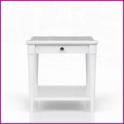 Table basse transitionnelle blanche pour le salon - 1 tiroir et amp; Tablette de rangement, conception décontractée peu encombrante
