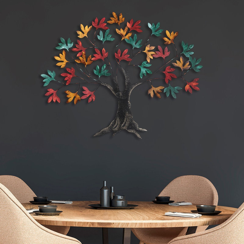 Hand-Painted Decorative Metal Wall Accessory, 45.3 x 37.0 x 1.6 inches | 100% Metal Construction, Lightweight 4.0 lbs | Unique Color Variations for Stylish Home Decor, Ideal for Living Room & Office Spaces