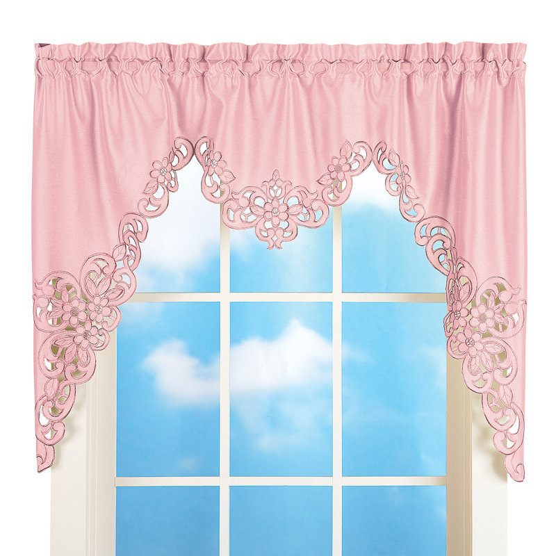 Britton Silk Swag Window Valance, Rose, 35.25" W x 58" L