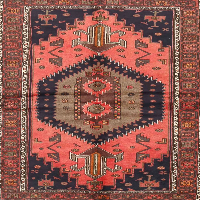 Tapis traditionnel rouge / noir, Rond 3 pi