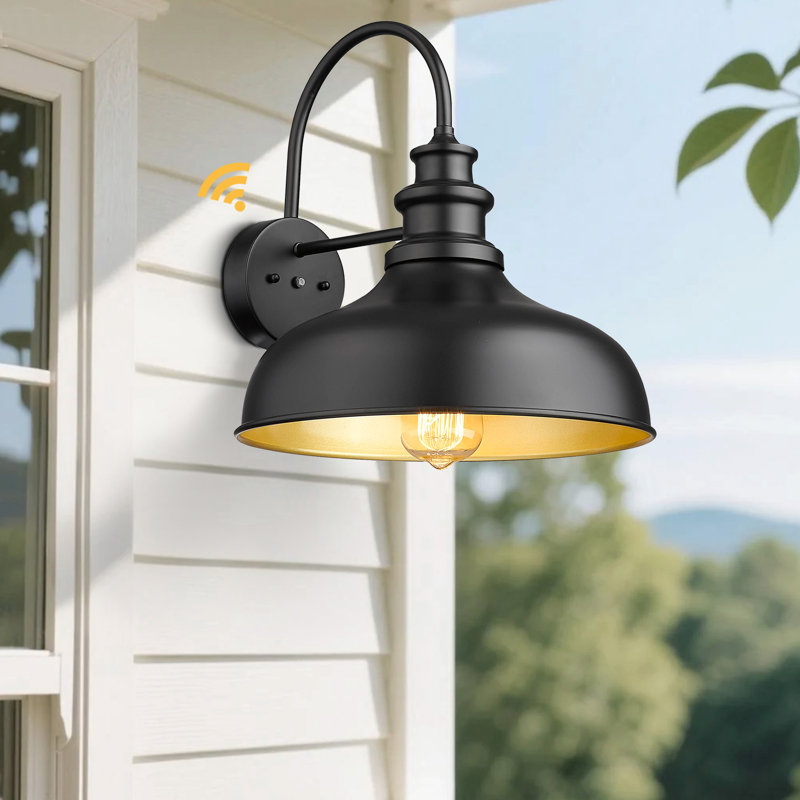 Dusk To Dawn Outdoor Barn Light Anti-Rust Outdoor Wall Sconce Farmhouse Exterior Lighting Fixture Wall Lantern Lamp For Porch,Garage(Black+Gold,1 Pack)