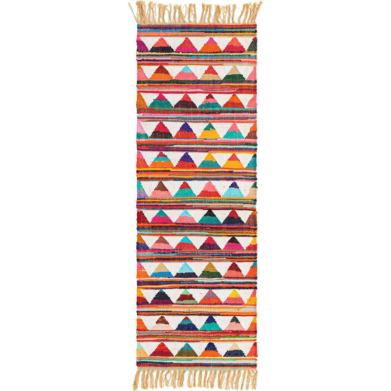 Cotton Geometric Indoor Rug, Runner 2'2" x 6'