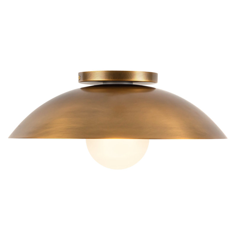 Umbra 14-in Black Semi-Flush Mount, Antique Brass