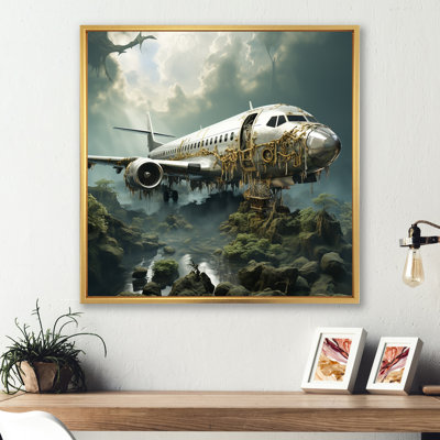 «Green Crashed Plane In The Jungle» - art mural avion