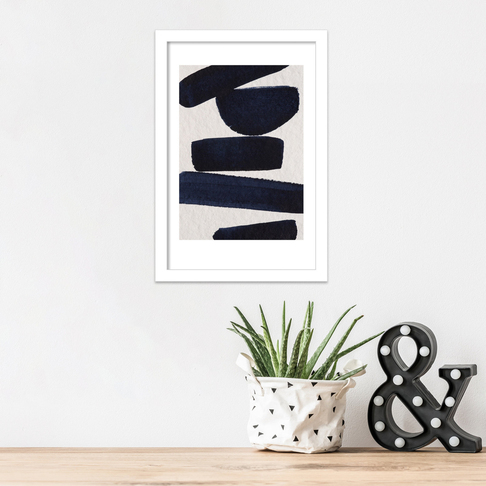 Japandi 5 by Simon West, White, 16.4" H x 11.25" W x 0.88" D