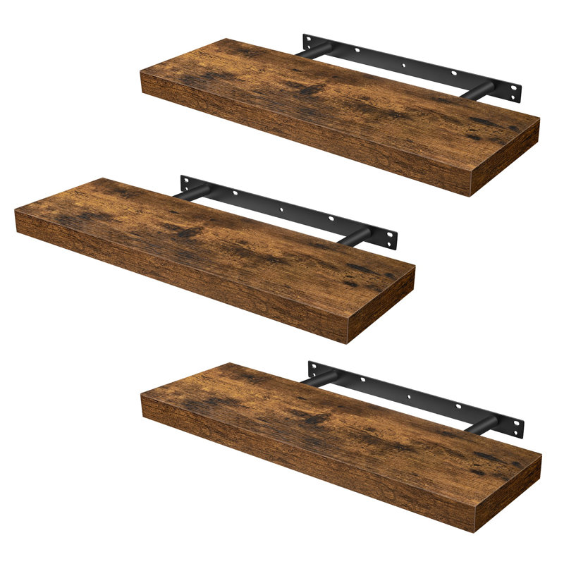Tablettes flottantes, fixation murale, Brun