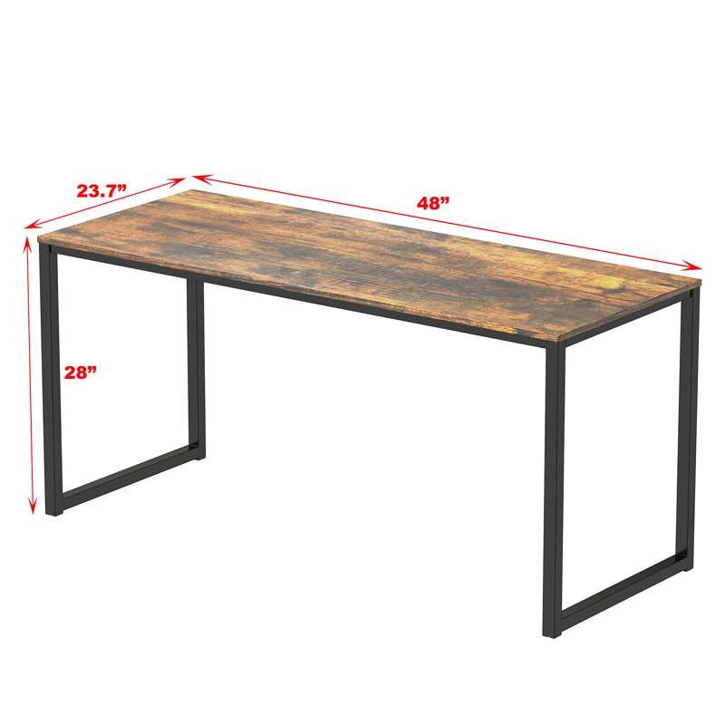 Morrel Rectangle Writing Desk, 28" H x 48" W x 24" D, Rustic Brown/ Black