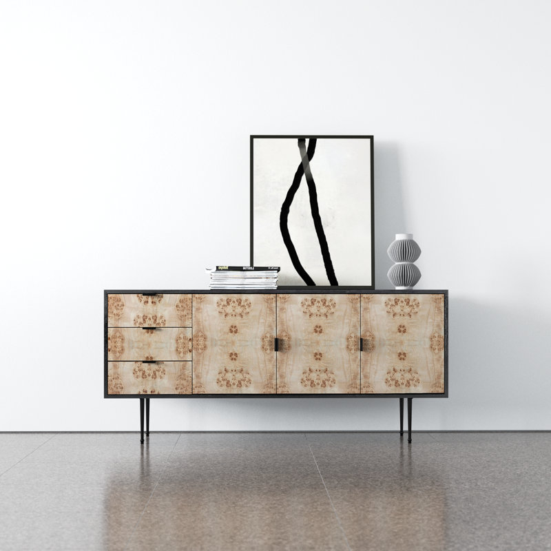 Juney 62'' Sideboard, Light Burl/Black