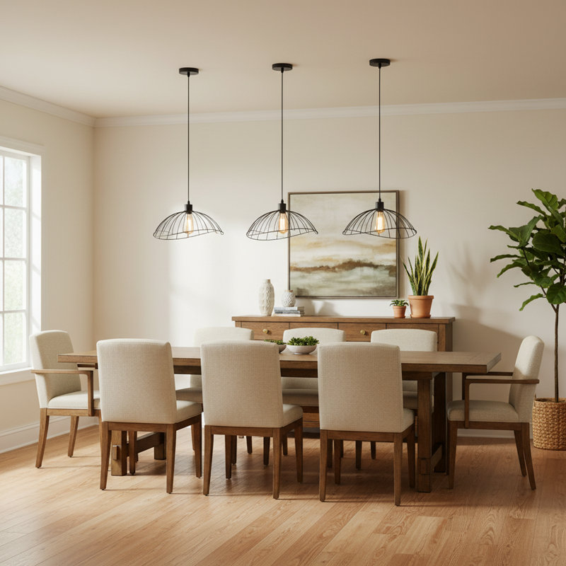 3 PCS Black Farmhouse Cage Pendant Light Vintage Modern Light, 7.8" H x 15.7" W x 15.7" D