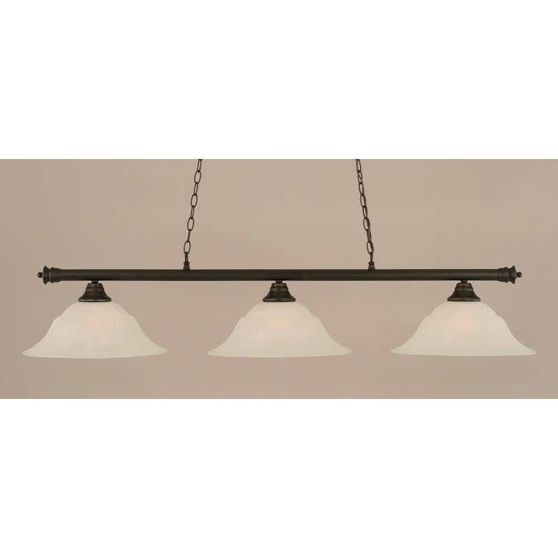 Barre d'éclairage à 3 lumières avec verre en marbre blanc 16 po Mendez, H 11,25 po x l 56 po, Blanc, Granit foncé