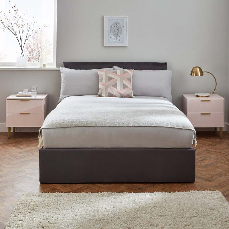 Adams 50cm W Manufactured Wood Bedside Table, Pink, Set of 2