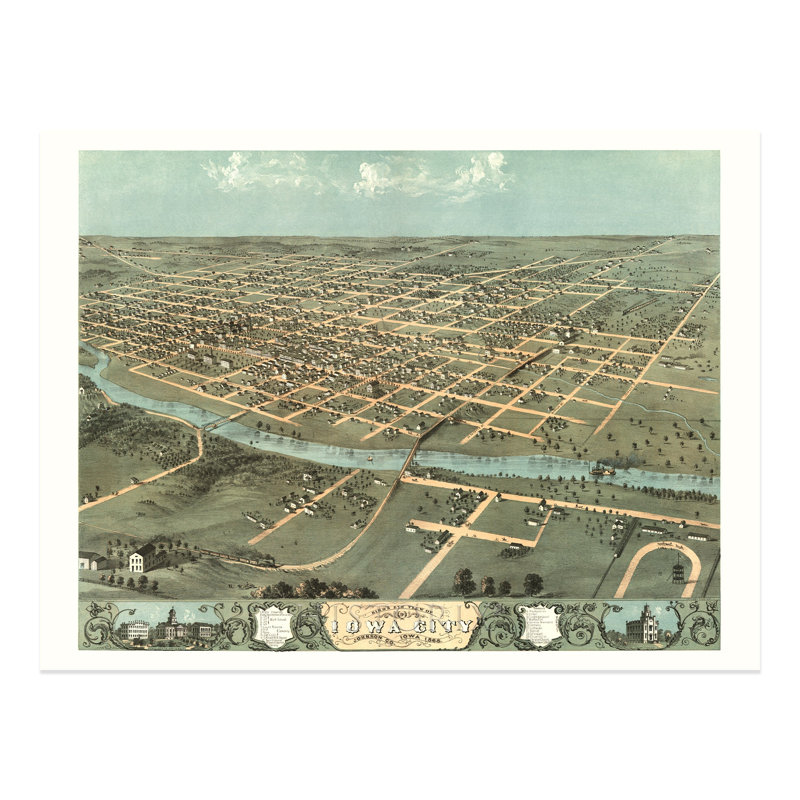 «1868 Iowa City» sur, H 18 po x l 24 po