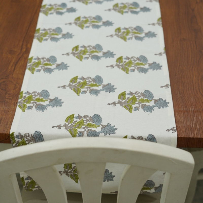 Handmade table runner, Elegant table runner, Abhishek, Green, 11" Rectangle