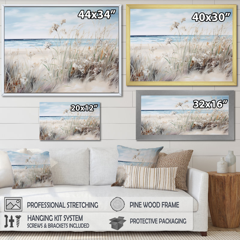 Plant Plant Beauty On The Beach - Plants, impressions sur toile, H 24 po x l 32 po x P 1 po, Cadre doré simple
