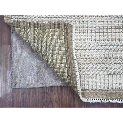 Tapis en mousseline blanche 2 pi x 2 pi 9 po, motif Zep Grass, moderne, noué à la main, pure laine, texturé, échantillon, tapis, tapis oriental