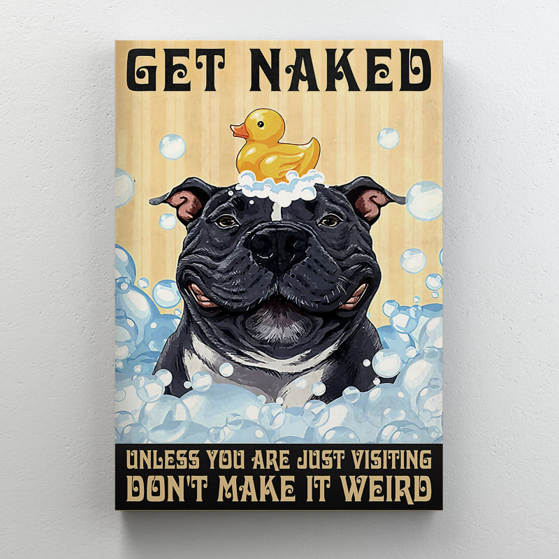 Bouledogue noir et canard en caoutchouc, H 20 po x l 16 po x P 2 po