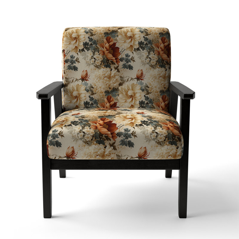 Chaise d'appoint florale Cobalt, Motif victorien élégant en brocart rustique VI