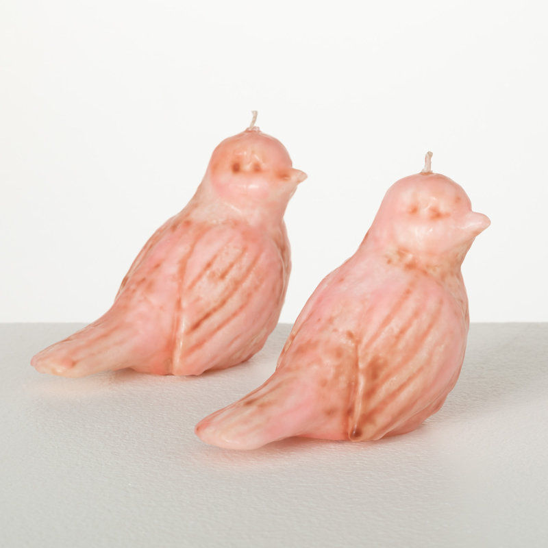 Bougie fantaisie oiseau non parfumée, Rose