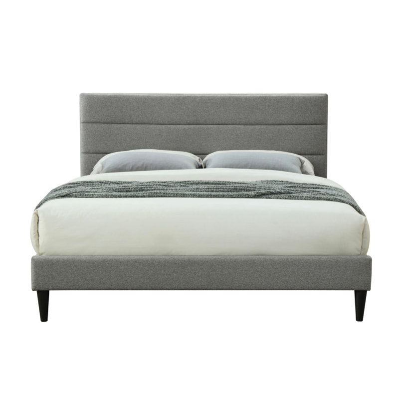 Lit avec accoudoirs en tissu gris avec tête de lit Enable