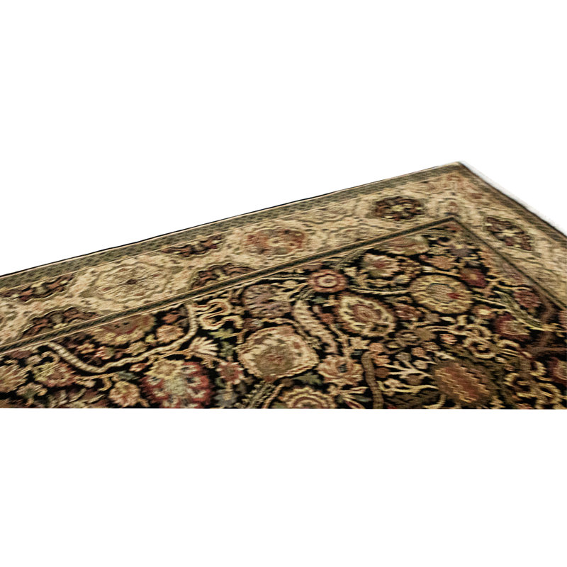 High-Quality Hand-Knotted Black And Gold Area Rug