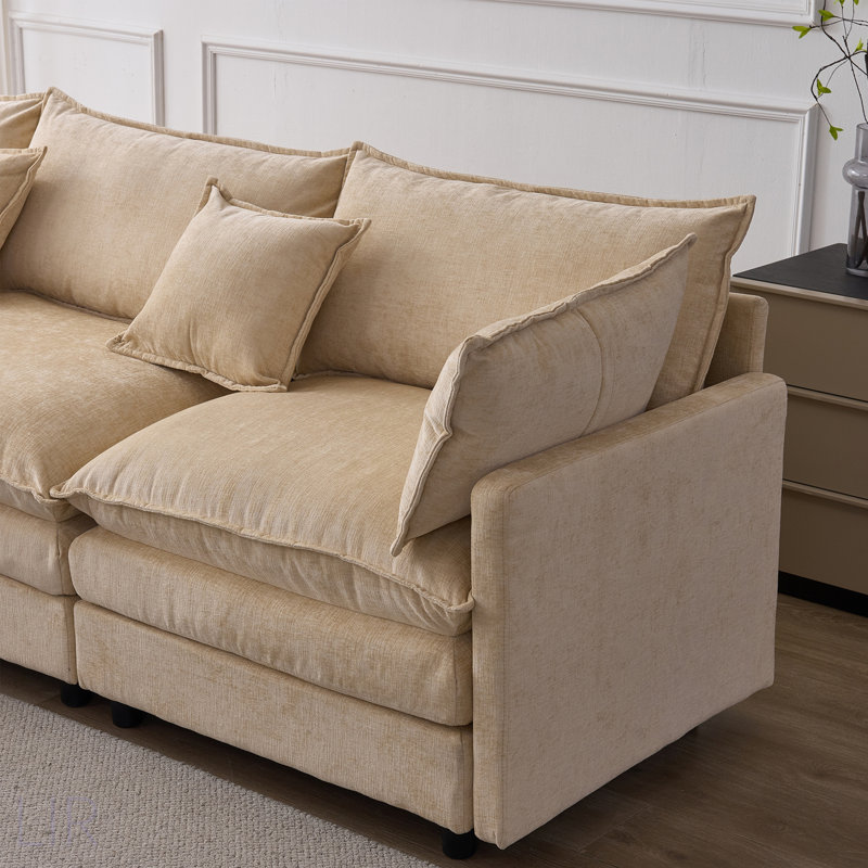 105 Inch Modular Sectional Couch, Soft Chenille Fabric Upholstered Sofa With Ottoman, L Shape Seating For Comfort And Style