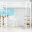 Twin Size, White Iron Bed, Railing, Stairs On Both Sides, Functional, Bedroom, Table Top, Long Service Iron Frame Bed With Built - In Table And Stable Safe For Double Supported Legs, Space Saving