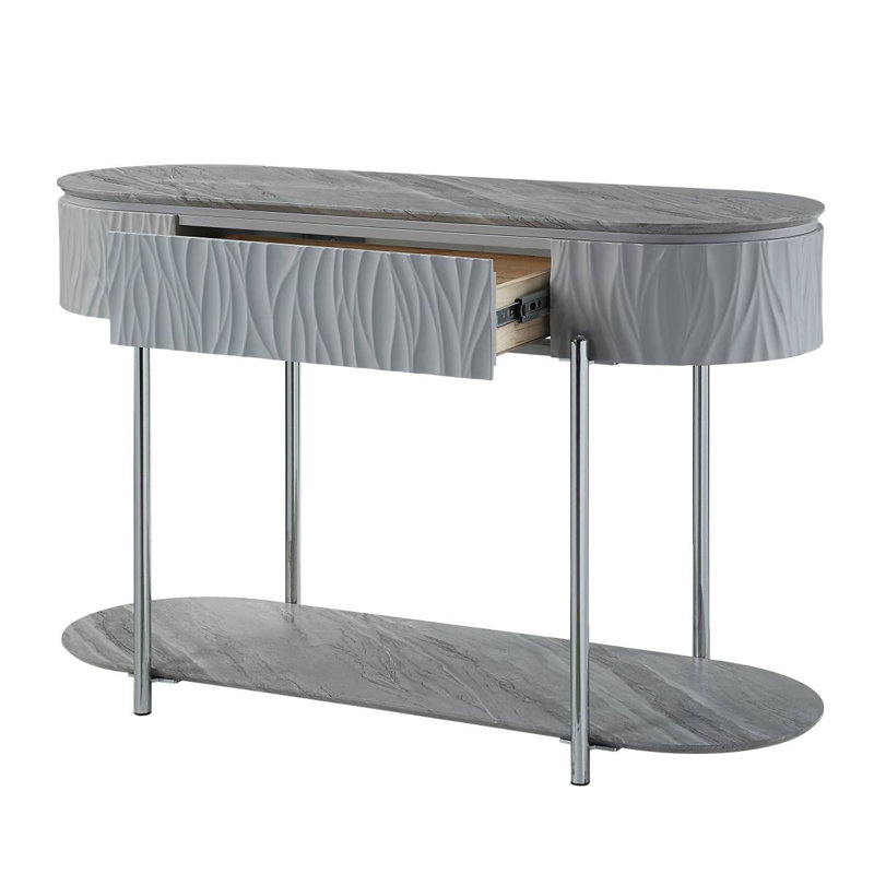 Table de canapé yukino gris ultrabrillant et chrome