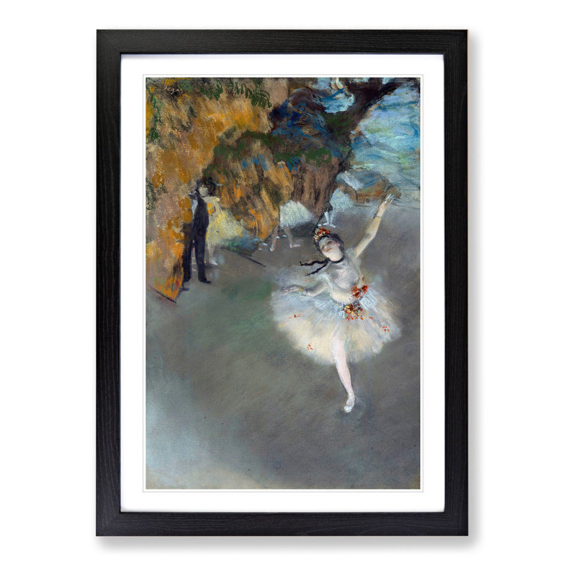 The Star Ballet Ballerina Dancer by Edgar Degas - Picture Frame Painting, 90cm H x 65cm W x 2cm D, Black Framed