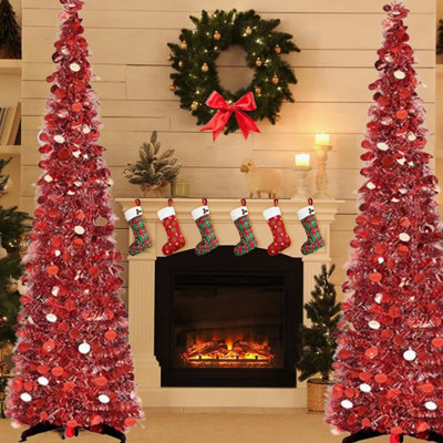 2 pièces 60inch Popup pliable sapin de Noël artificiel avec support décorations de Noël