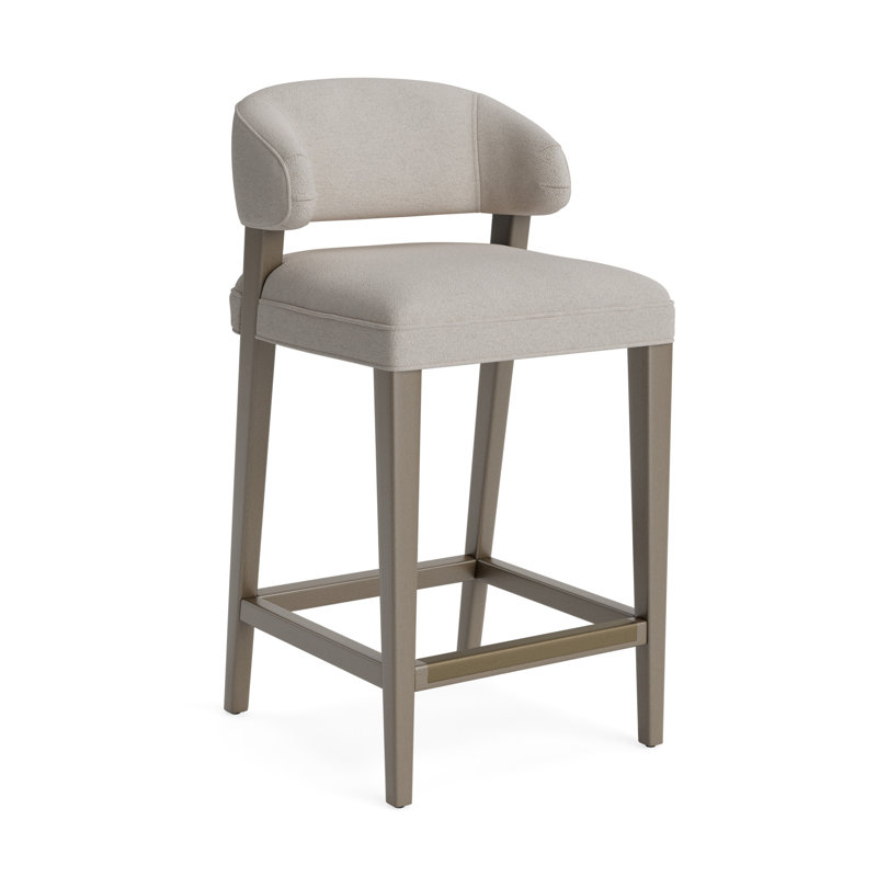 Keane Bar Stool, Performance Boucle - Dove Gray, Driftwood, Bar Stool (30” Seat Height)